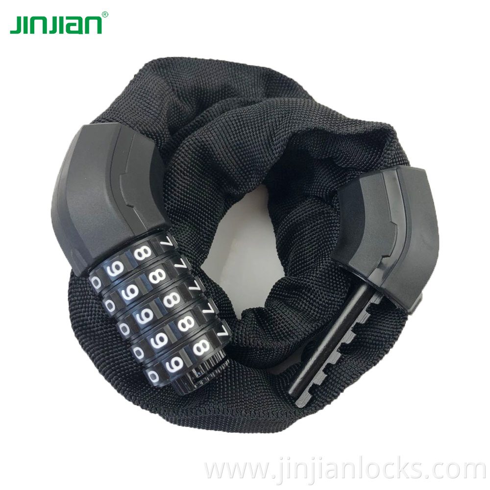 Jinjian steel bicycle bike chain lock 5 digits combination number chain lock bike lock